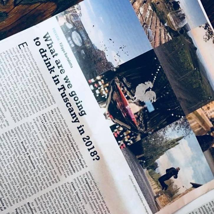 Ein Zeitschriftenartikel über die Weine der Toskana von 2018, bebildert mit Fotos von Florenz und der Landschaft